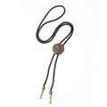 Vintage bronzen bolo tie met draakreliëf en zwart gevlochten lederen koord voor heren - Brons