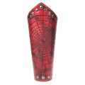 Parabraccio punk in pelle rossa con motivo a ragnatela nera e borchie metalliche - Rosso