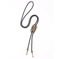 Corbata bolo de cigarra en bronce retro con cordón de cuero trenzado negro y detalles - Bronce antiguo
