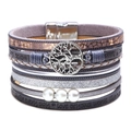 Gray multilayer wrap bracelet with tree of life charm, pearls and magnetic clasp - Tree of Life Style / Gray