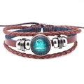 Bracelet Balance rétro multicouche en cuir marron avec ornement en verre gravé - Balance Brun
