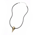 Vintage bronze bird skull pendant with adjustable black braided leather necklace for men - Bronze