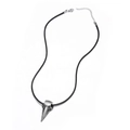 Gothic vintage silver bird skull pendant with black adjustable leather cord necklace - Antique Silver