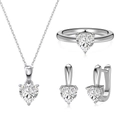 Prachtige S925 zilveren sieradenset met hartvormige zirkoon ring, ketning en mooie oorbellen - Maat 6 / Zilver DY180034-S-W-WH#6