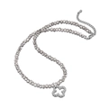 Collana in argento S925 con perle di cristallo grigio e pendente a quadrifoglio traforato - Ciondolo a Quadrifoglio Traforato (DY190993-S-W-WH) / Argento 925