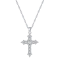 Elegant S925 sterling silver cross necklace with sparkling cubic zirconia on a fine chain - 925 Silver / White Gold