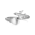 Minimalist S925 sterling silver open ring with polished airplane and matte cloud - Adjustable Open / Silver (DY121016-S-W-NA)