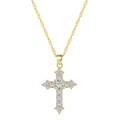 Exquisite S925 sterling silver cross pendant necklace with sparkling cubic zirconia in gold - 925 Silver / Gold
