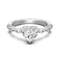 Elegant S925 sterling silver heart-shaped zircon engagement ring with side stones - US 5 / Silver Clear Zirconia