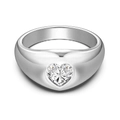 Anello in argento sterling S925 con zircone a forma di cuore incastonato a castone - US 6 / Argento