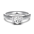 Elegant S925 sterling silver ring with large heart-cut cubic zirconia in half-bezel setting - US 5 / Heart Cut Solitaire (DY121175)