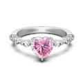 Elegant S925 sterling silver ring featuring a large heart-shaped pink zircon gemstone - US 5 / Silver Pink Zirconia