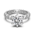S925 sterling silver ring with 2-carat round diamond and twisted pavé-set band - Silver
