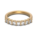 Elegante S925 sterling zilveren ring in 18K goud met zeven rond geslepen diamanten in klauwzetting - US 5 / Eternity Band Dunne Stijl / Goud Dames