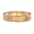 S925 sterling silver ring in rose gold finish with wheat relief and milgrain edges - US 9 / Rose Gold Tone Men's Wheat Ear Carved Style (DY121194)