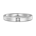 Minimalist S925 sterling silver men's wedding ring with brushed finish and inset diamond - US 5 / White Gold Color (Women)