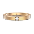 Elegant rose gold wedding band with brushed finish and inset small round diamond - US 5 / Champagne Gold (Women)