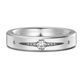 Minimalist S925 silver couple ring featuring a brushed finish and center diamond - US 7 / White Gold Color (Men)