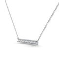 S925 sterling silver horizontal bar necklace with baguette-cut sparkling crystals - 925 Silver / White Gold