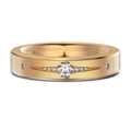 Minimalist brushed rose gold ring featuring a hexagon-set round diamond and accent stones - US 10 / Champagne Gold (Men)