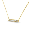 Elegant gold S925 sterling silver necklace with bar pendant and inlaid rectangular diamonds - 925 Silver / Gold