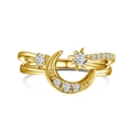 Anello in argento S925 placcato oro con design a strati con luna e stella in zirconi - US 6 / Oro