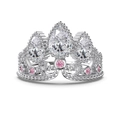 Anello a corona in argento S925 con pietre a pera e lussuosi accenti di zirconi rosa - US 6 / Argento