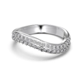 Anello a onda in argento sterling S925 con doppia fila di zirconi incastonati - US 6 / Argento