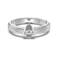 Anello in argento sterling S925 con finitura opaca e zircone a forma di pera incastonato - US 5 / Oro Bianco DY121180-S-W-WH