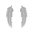 Eleganti orecchini a lobo in argento S925 a forma di foglia con zirconi cubici - Argento 925 / Argento (DY1D0385-S-W-WH)