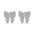 Exquisite S925 sterling silver butterfly stud earrings set with shimmering zircon stones - Butterfly Stud Earrings (DY1D0412-S-W-WH) / Platinum