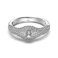 Elegant S925 sterling silver ring with cushion cut center stone and pavé zircon setting - US 5 / White Gold Color (DY121248-S-W-WH)