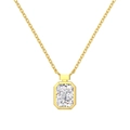 Elegante goldene S925 Silberkette mit einem funkelnden rechteckigen Anhänger im Eisschliff - Gold Weißer Strass (DY190885-S-G-WH)