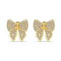 Sparkling butterfly stud earrings in gold finish with white zircon pavé setting - Butterfly Stud Earrings (DY1D0412-S-G-WH) / Gold