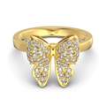 Exquisite gold butterfly ring featuring micro-pave cubic zirconia in S925 silver - 5# / Butterfly Ring (DY121251-S-G-WH#5) / Gold