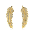 Squisiti orecchini a lobo a foglia dorati con pavé di zirconi e design simmetrico raffinato - Argento 925 / Oro (DY1D0385-S-G-WH)