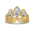 Anello a corona dorato con pietre bianche a goccia e piccoli accenti rosa - US 6 / Oro