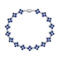 S925 sterling silver four-leaf clover bracelet set with blue zircon pave inlay - 16cm / 925 Silver / Blue Zirconia Full Clover Bracelet (DY150325)