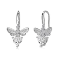 Elegant S925 silver firefly earrings with heart-shaped zircon and shimmering wings - Bee White Zirconia Silver