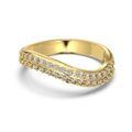 Anello in argento S925 placcato oro 18K con doppia fila di zirconi e design a onda - US 6 / Oro