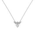Halskette aus S925 Sterlingsilber, Glühwürmchen mit Pavé-Flügeln und Herz-Zirkonia - Weißgold Weißer Strass (DY190879-S-W-WH)