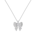 Exquisite S925 sterling silver butterfly bow necklace with micro-paved cubic zirconia stones - Butterfly Necklace (DY190934-S-W-WH) / Platinum