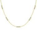 Elegant gold station necklace with sparkling zircon clusters on a delicate chain - 925 Silver / Gold (DY190889-S-G-WH)