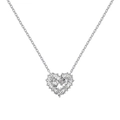S925 Sterling Silber Herzkette mit Pavé-Zirkonia und feiner O-Kette für Damen - 925er Silber / Platin