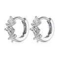 Elegant S925 sterling silver hoop earrings with heart, square and round zircon stones - 925 Silver / White Gold