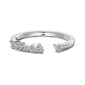 Eleganter S925 Sterlingsilber Ring mit offenem Design und klaren Edelstein-Clustern - Einheitsgröße (Verstellbar) / Verstellbarer offener Stil (DY121233) / Weißgold (DY121233)