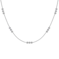 S925 sterling silver necklace with five groups of three micro-set cubic zirconia stones - 925 Silver / Platinum (DY190889-S-W-WH)