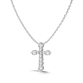 Classic S925 sterling silver cross pendant necklace with sparkling zircon stones - 925 Silver / White Gold