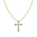Klassische vergoldete S925 Silber Kreuzkette mit funkelnden Zirkoniasteinen besetzt - 925er Silber / Gold