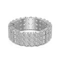 Sparkling S925 sterling silver ring featuring three rows of brilliant cubic zirconia stones - 3-Row Full Zirconia Style (DY121236)-Size 5